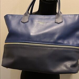 Longchamp Navy and Black Leather Handbag